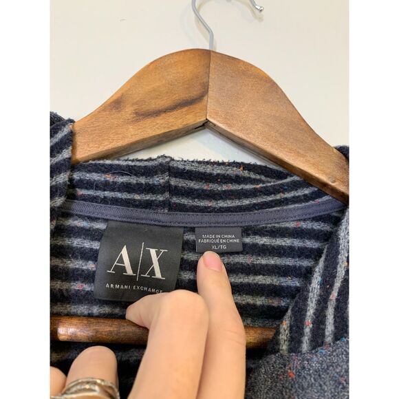 AX Armani Exchange Blue Full Zip Jacket Womens Sz XL Hooded Confetti Style - Picture 4 of 8